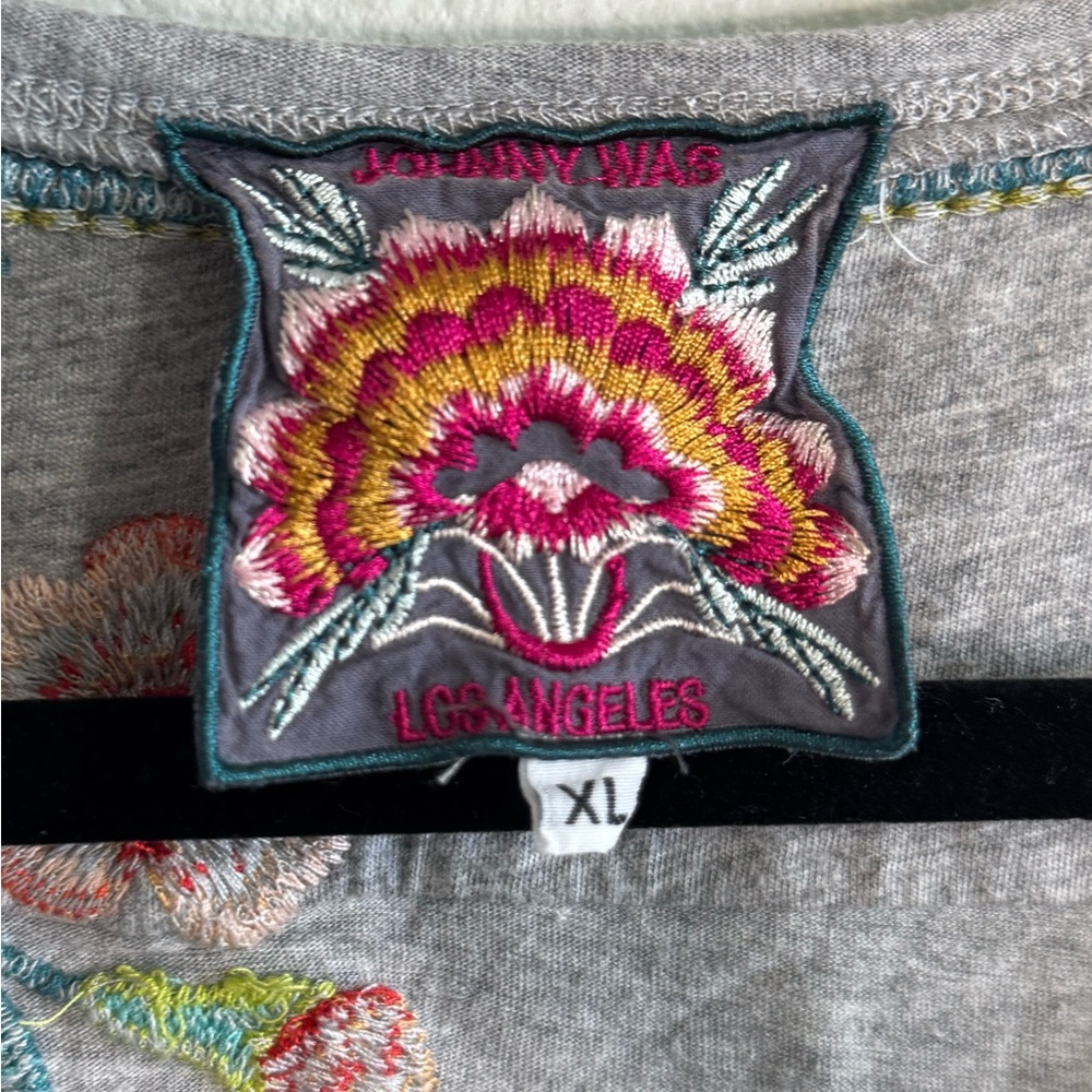 Johnny Was Gray Orange Embellished Graphic Tunic - Picture 7 of 10